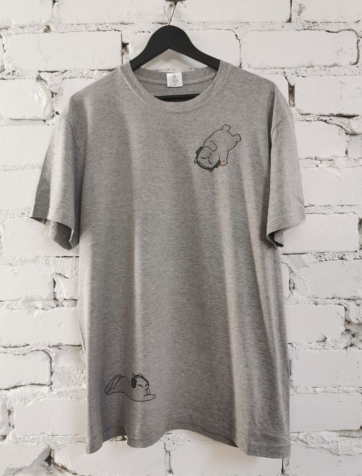 Pilki organinės medvilnės marškinėliai „Cat Vibes“